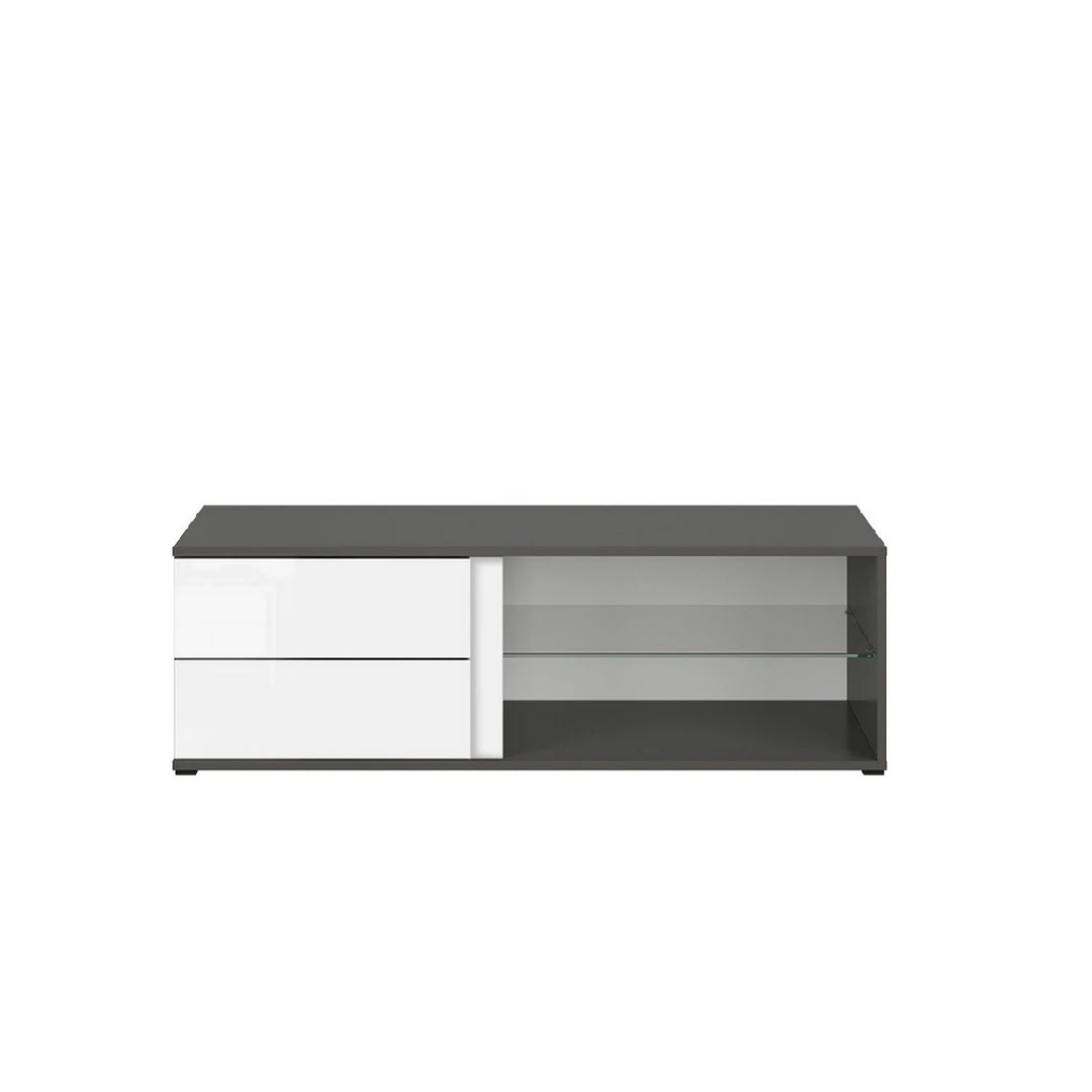 Maža TV spintelė su stalčiais ir LED apšvietimu