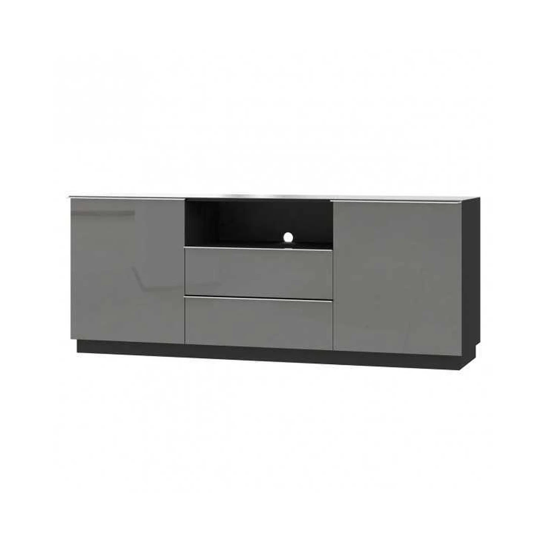 Šiuolaikiška juoda/pilka stiklo spintelė su LED apšvietimu