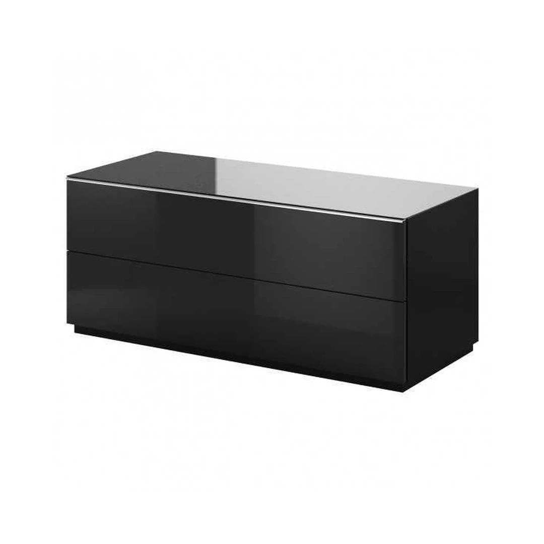 Modernus juodas stiklo TV stendas 120 cm