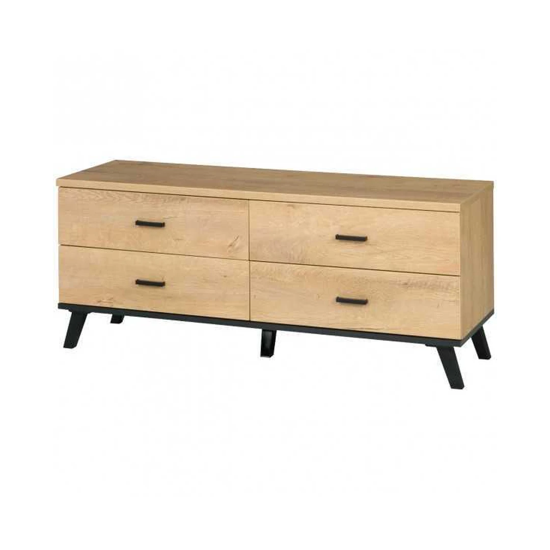 Šiuolaikiška spinta 121 cm, ąžuolo Lefkas / juoda spalva