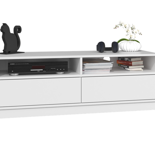 4 skyrių TV spintelė su prisilietimu atidaromomis durelėmis