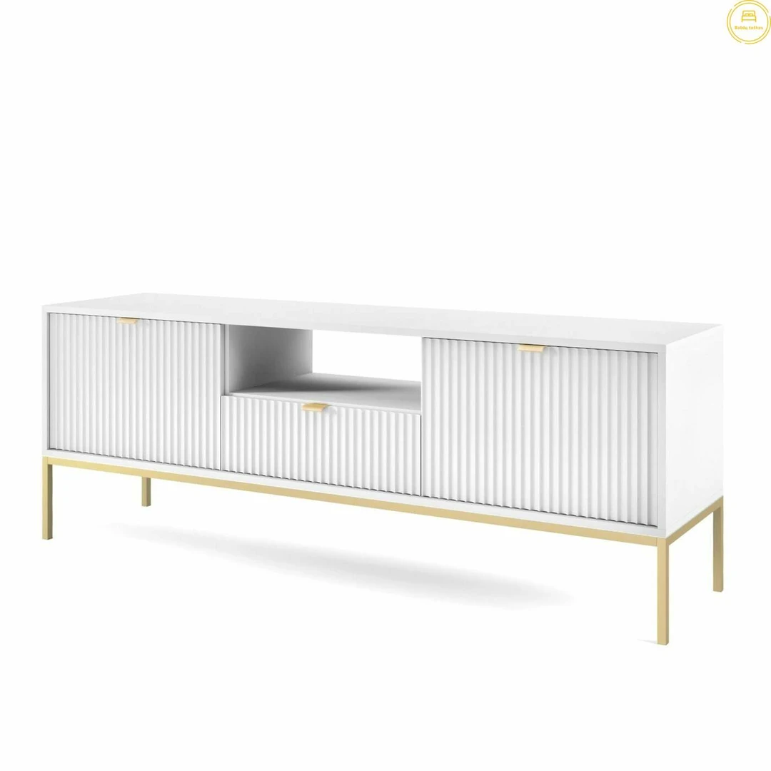 Modernus minimalistinis baldas su auksinėmis kojelėmis