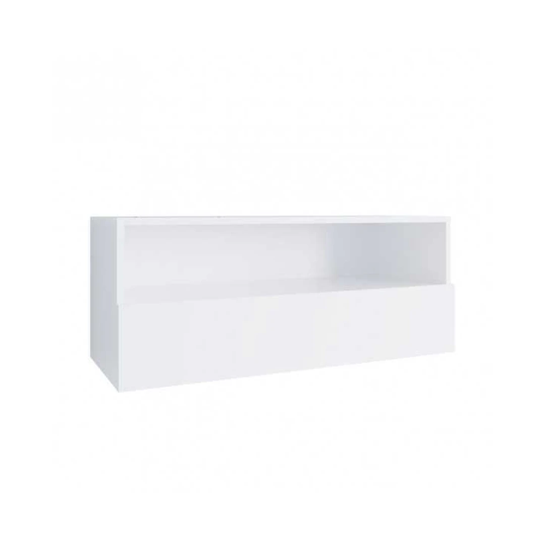 Šiuolaikiška baltos spalvos sieninė lentyna su LED apšvietimu