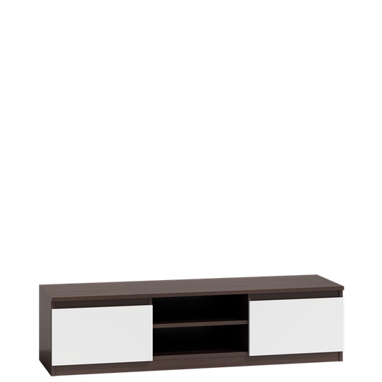 Modernus TV staliukas su 2 uždarais ir 2 atvirais skyriais