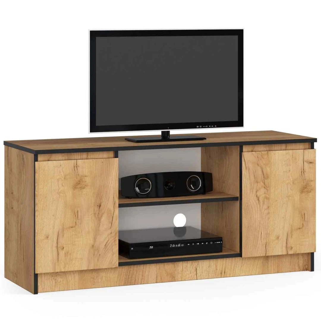 TV staliukas K120 2D 1P CLP, ąžuolo spalvos, 120 × 55 × 40 cm - TV spintelės
