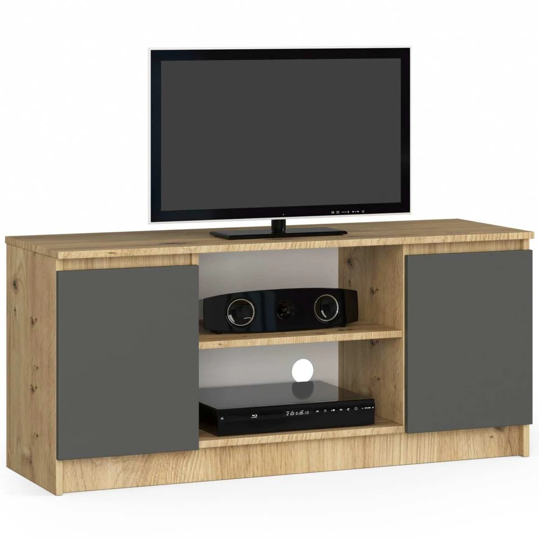 TV staliukas RTV K120 2D 1P, pilkos/rudos spalvos, 120 × 55 × 40 cm - TV spintelės