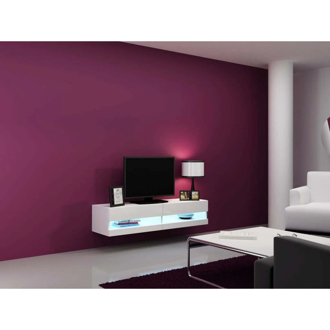 Moderni spintelė su blizgiu MDF priekiu