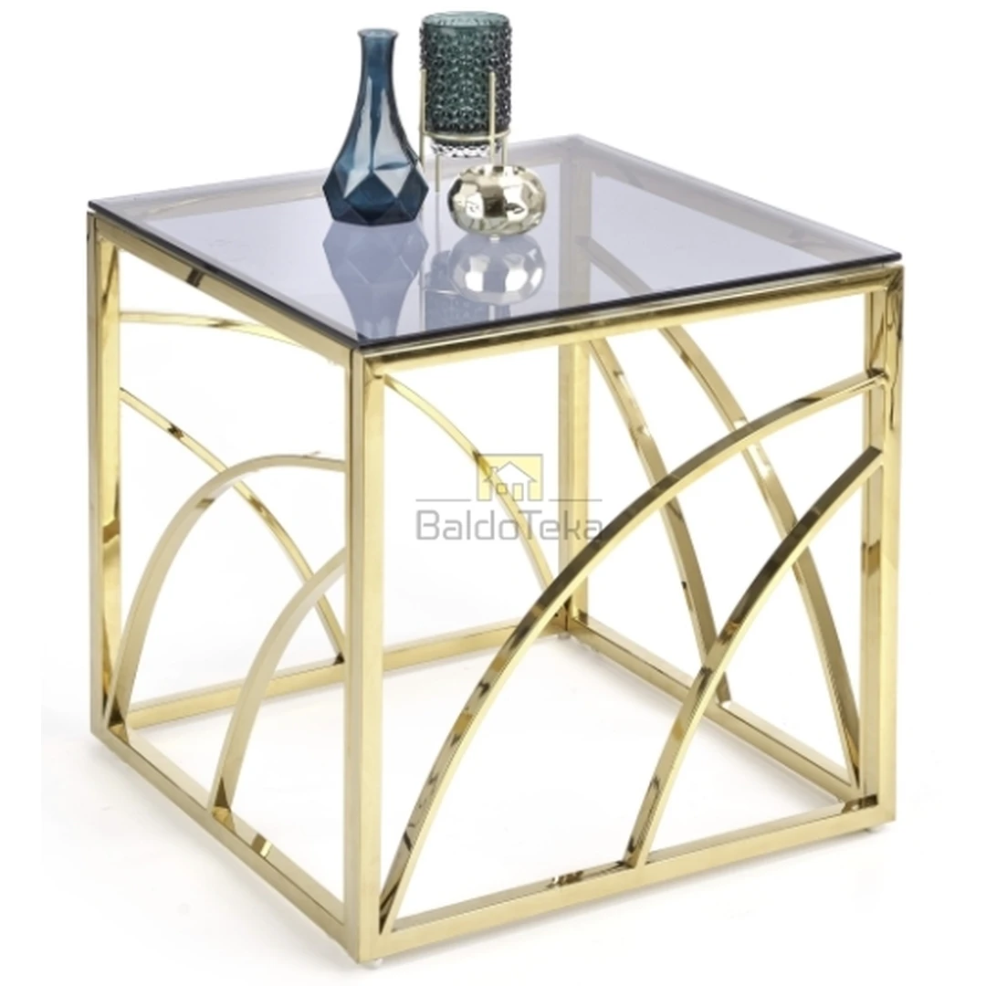 Šiuolaikiškas stiklinis stalas su chromuotu plienu