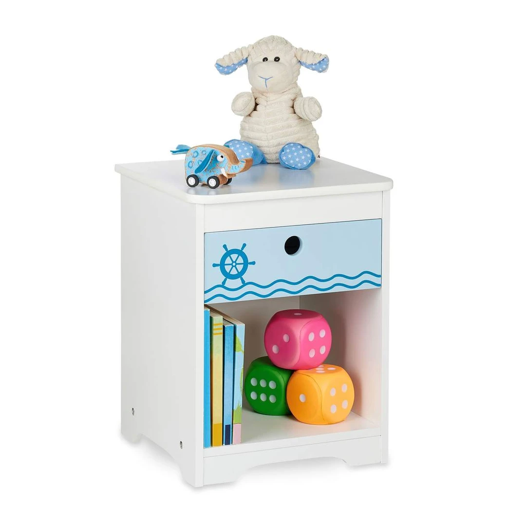 Vaikiškas naktinis staliukas Relaxdays, su stalčiumi ir skyriumi, 32 × 41 × 31 cm - Naktinės spintelės