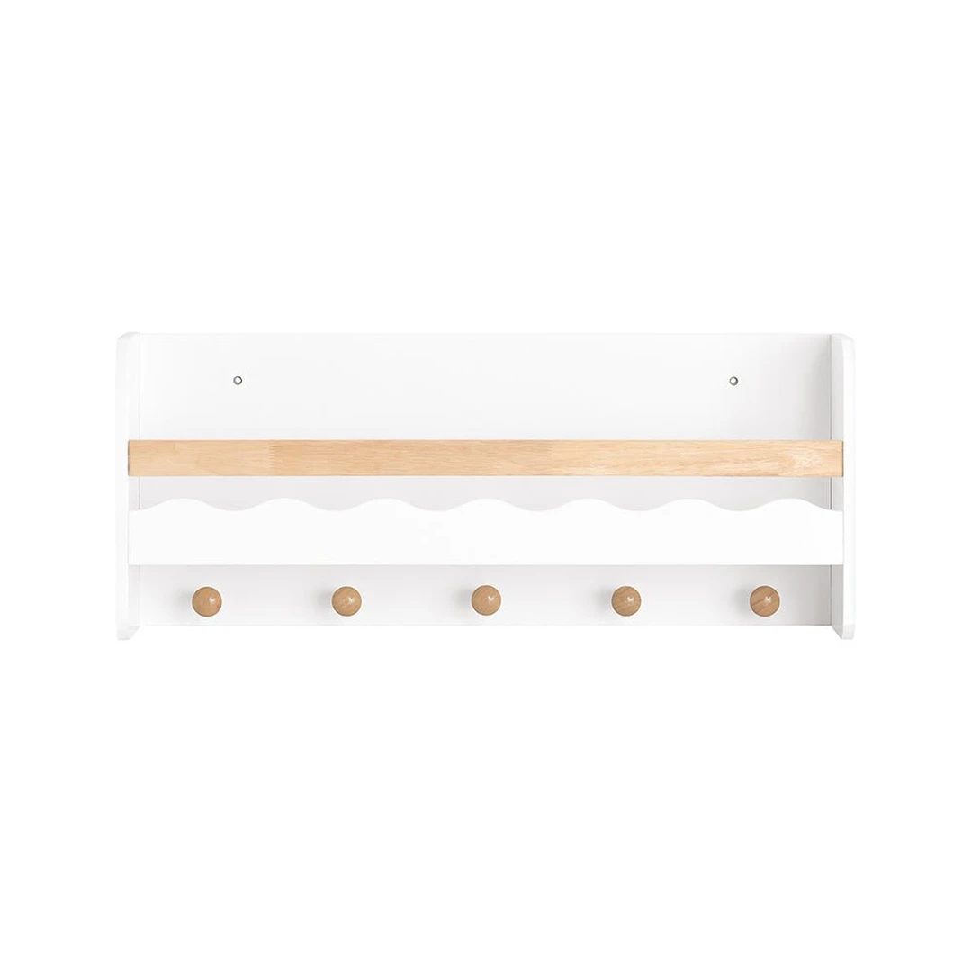 Vaikų kambario sieninė lentyna 73x15x30cm., baltos/šviesiai rudos spalvos - Lentynos
