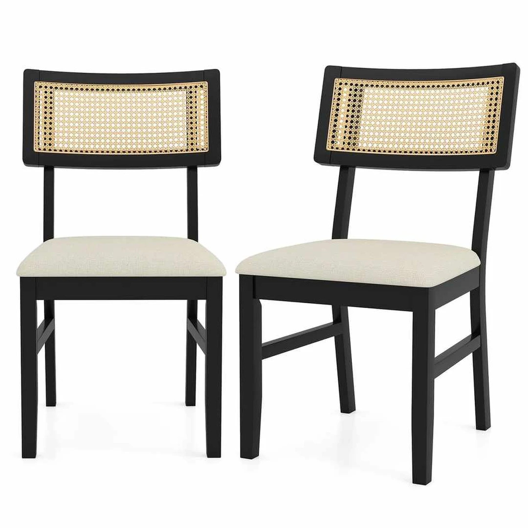 Valgomojo kėdės, 2 vnt, juodos, 53,34 × 87,63 × 54,61 cm - Kėdės