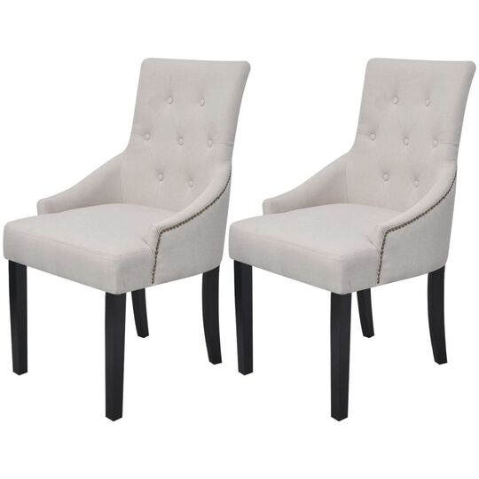 Valgomojo kėdės, 2 vnt., kreminės pilkos spalvos, audinys - Kėdės