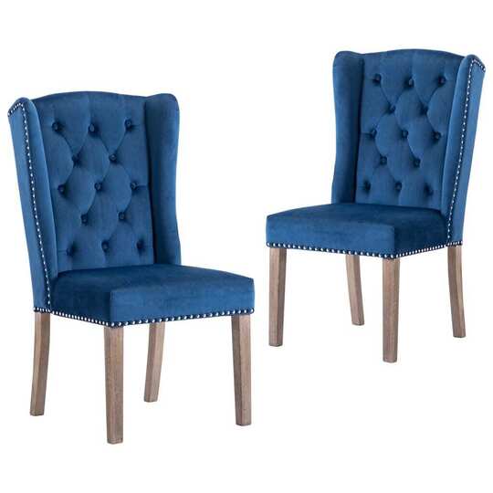 Valgomojo kėdės, 2 vnt., mėlynos spalvos aksomas - Kėdės