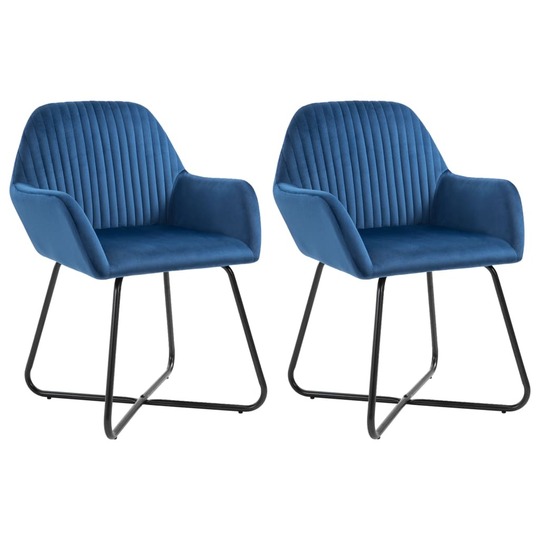 Valgomojo kėdės, 2 vnt., mėlynos spalvos, aksomas - Kėdės