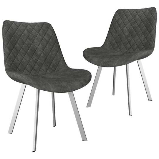 Valgomojo kėdės, 2 vnt., pilkos spalvos, dirbtinė versta oda - Kėdės