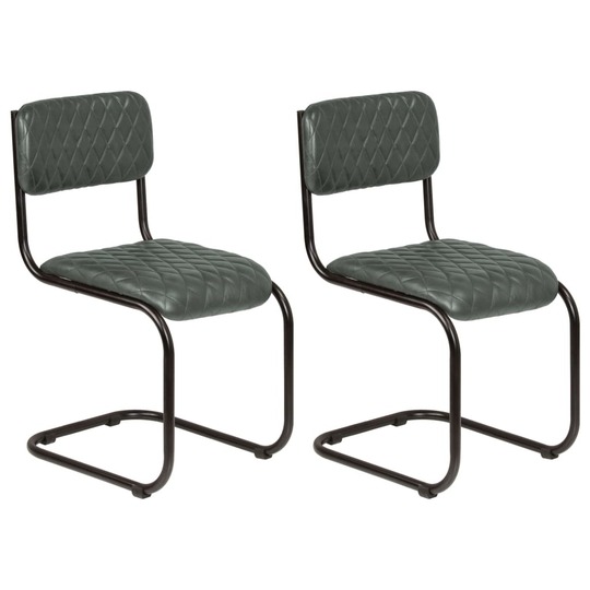 Valgomojo kėdės, 2 vnt., pilkos, tikra oda - Kėdės