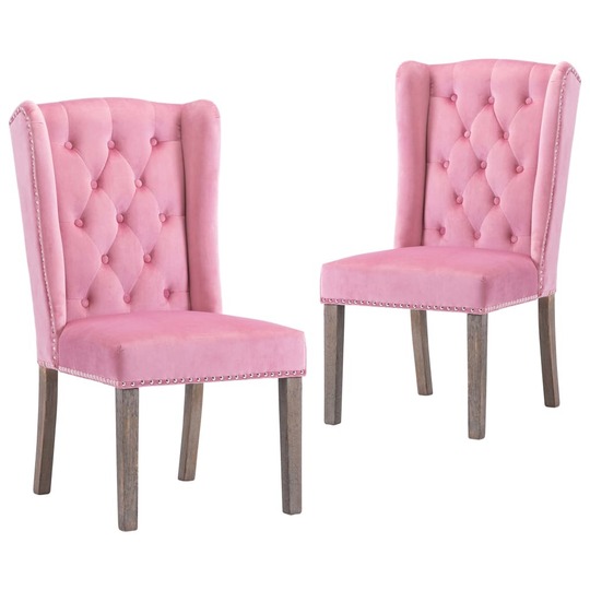 Valgomojo kėdės, 2 vnt., rožinės spalvos, aksomas - Kėdės