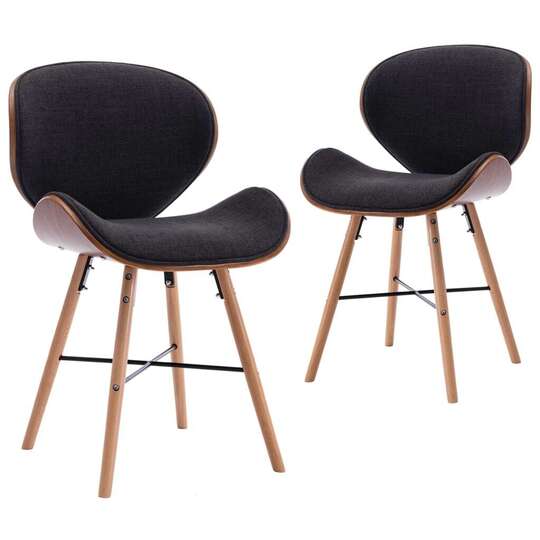 Valgomojo kėdės, 2 vnt., tamsiai pilkos, audinys ir mediena - Kėdės
