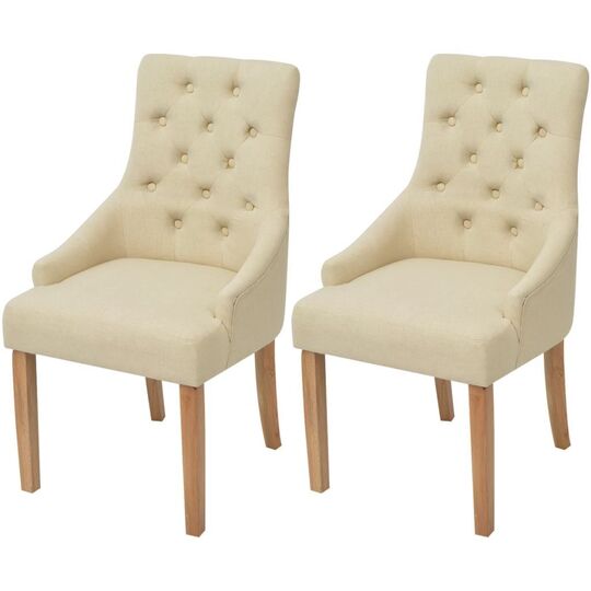 Valgomojo kėdės (2vnt, kreminės, audinys) - Kėdės