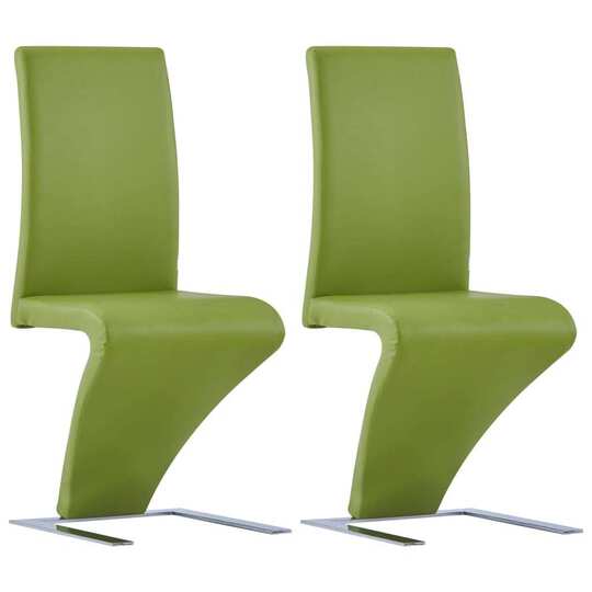 Valgomojo kėdės, 2vnt., žalios, dirbtinė oda, zigzago formos - Kėdės