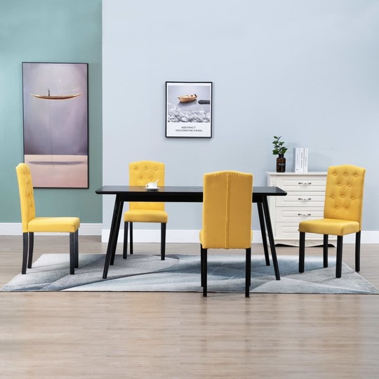 Valgomojo kėdės, 4 vnt., geltonos, audinys - Kėdės
