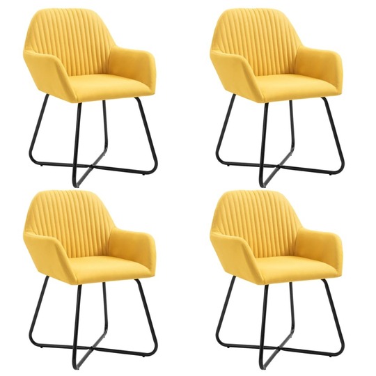 Valgomojo kėdės, 4 vnt., geltonos spalvos audinys - Kėdės