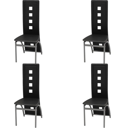 Valgomojo kėdės, 4 vnt., juodos, dirbtinė oda - Kėdės