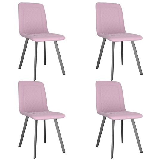 Valgomojo kėdės, 4 vnt, rožinės spalvos, aksomas - Kėdės