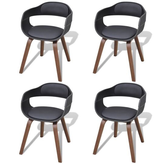 Valgomojo kėdės (4vnt, juodos, išlenkta mediena) - Kėdės