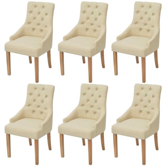 Valgomojo kėdės (6 vnt, kreminės spalvos) - Kėdės