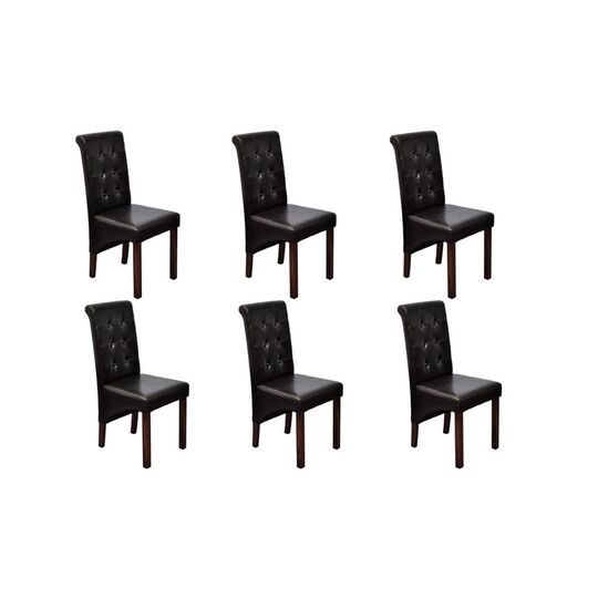 Valgomojo kėdės, 6 vnt., rudos dirbtinės odos - Kėdės