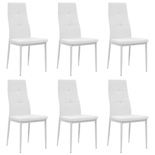 Valgomojo kėdės, 6vnt., baltos, dirbtinė oda - Kėdės