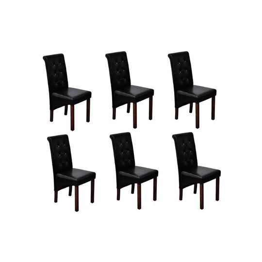 Valgomojo kėdės, 6vnt., juodos, dirbtinė oda - Kėdės