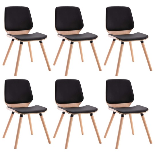 Valgomojo kėdės, 6vnt., juodos spalvos dirbtinė oda - Kėdės