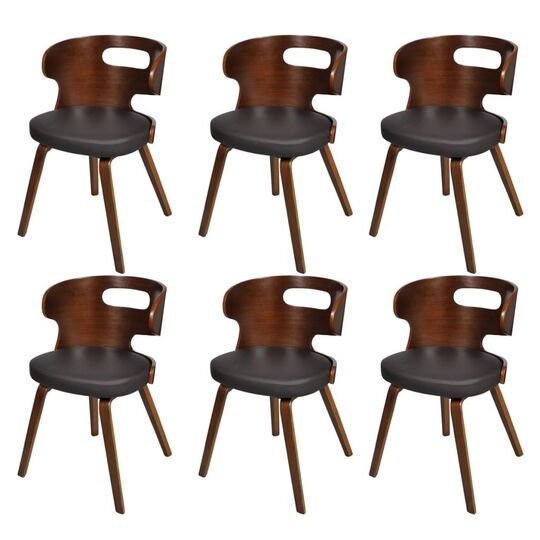 Valgomojo kėdės, 6vnt., rudos, dirbtinė oda - Kėdės