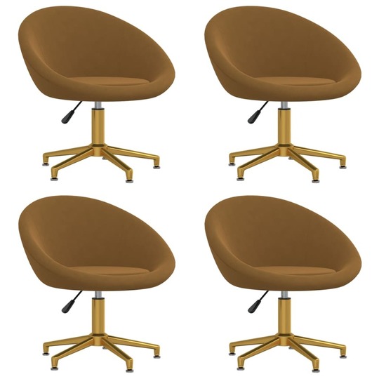 Valgomojo kėdės, aksomas, 4vnt., rudos spalvos - Kėdės