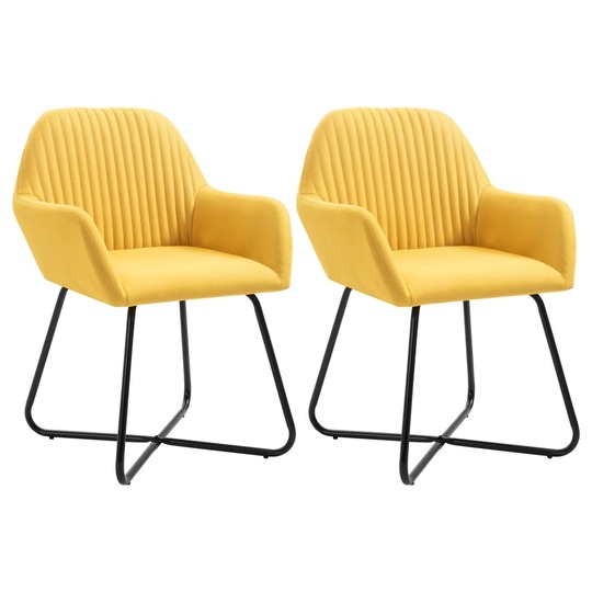 Valgomojo kėdės, geltonos spalvos, audinys, 2 vnt. - Kėdės