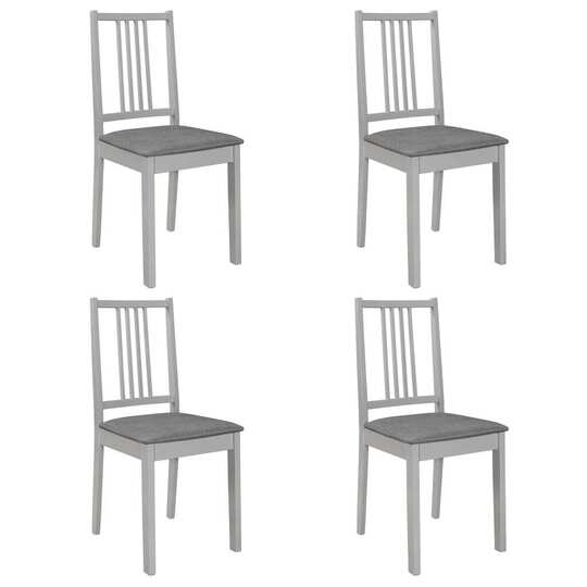 Valgomojo kėdės su pagalv., 4 vnt., pilk. sp., medienos masyvas - Kėdės