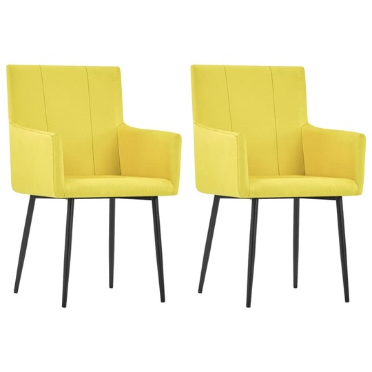 Valgomojo kėdės su porankiais, 2vnt., geltonos, audinys - Kėdės