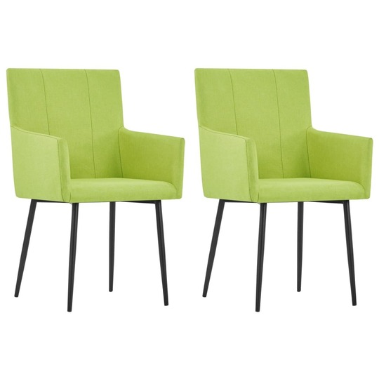 Valgomojo kėdės su porankiais, 2vnt., žalios spalvos, audinys - Kėdės