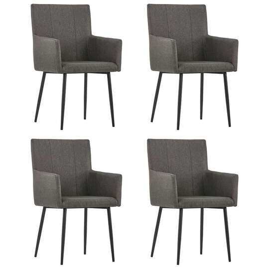 Valgomojo kėdės su porankiais (4vnt, taupe spalvos) - Kėdės