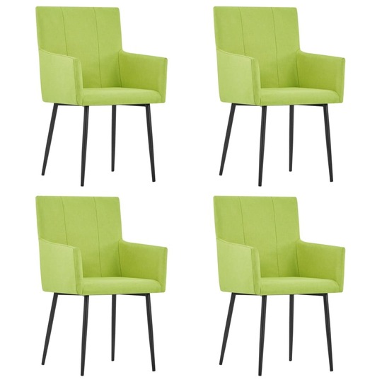 Valgomojo kėdės su porankiais (4vnt, žalios spalvos) - Kėdės