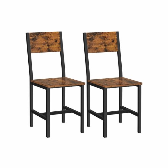 Valgomojo kėdžių rinkinys iš 2 vintage rudos-juodos spalvos - Kėdės