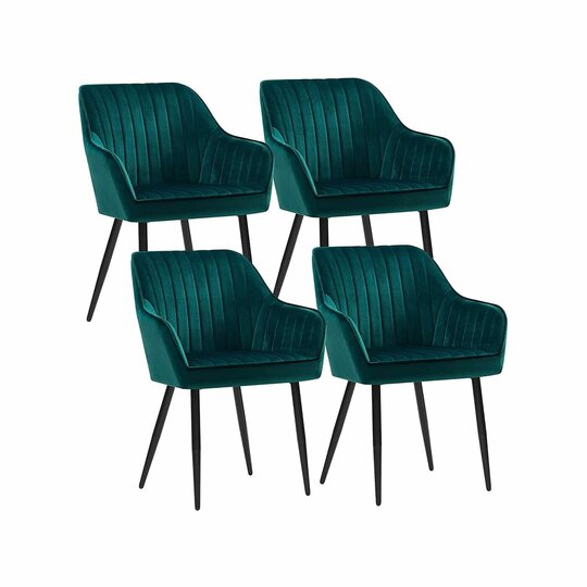 Valgomojo kėdžių rinkinys Velvet, tamsiai žalias, tiesios linijos - Kėdės
