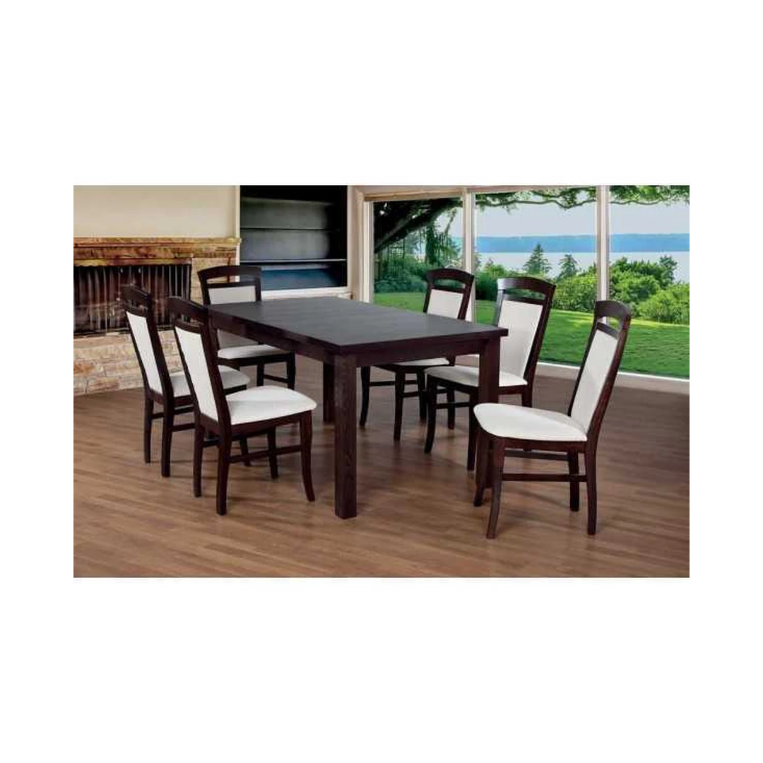 Prašmatnus valgomojo komplektas su faneruotu stilingu stalų