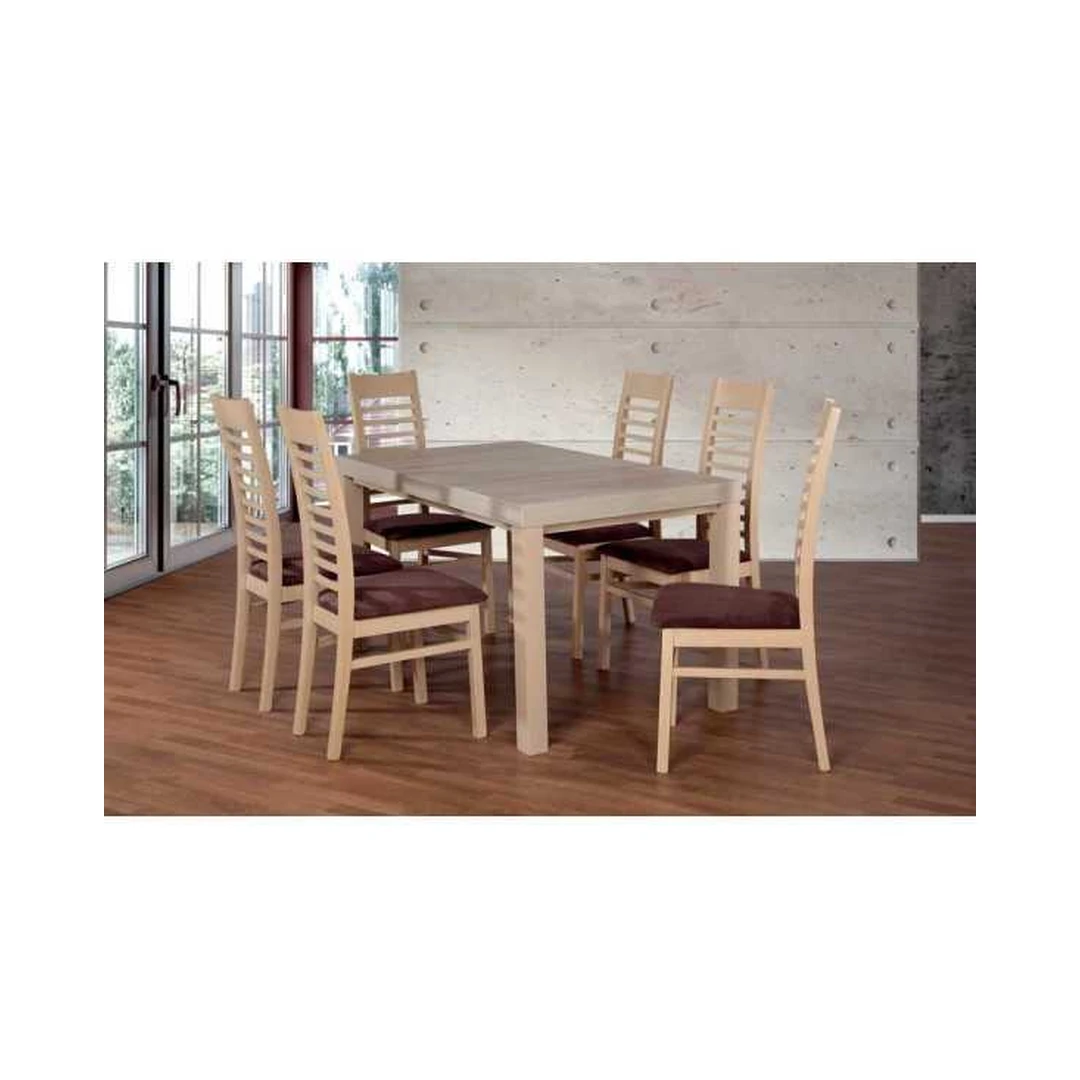 Prašmatnus prailginamas valgomojo komplektas su natūralia mediena