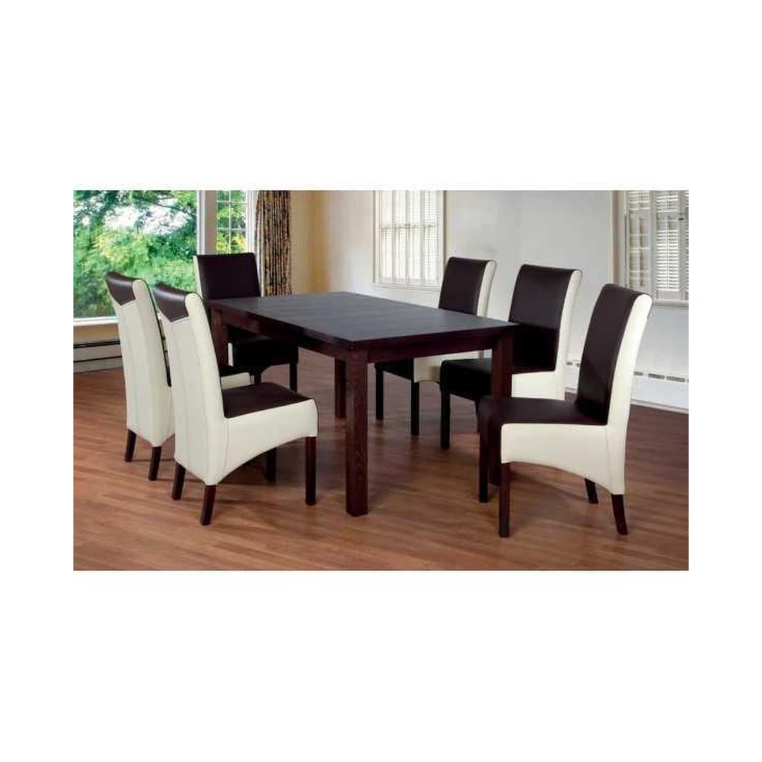 Elegantiškas valgomojo komplektas su prailginamu stalu ir kėdėmis KINGA