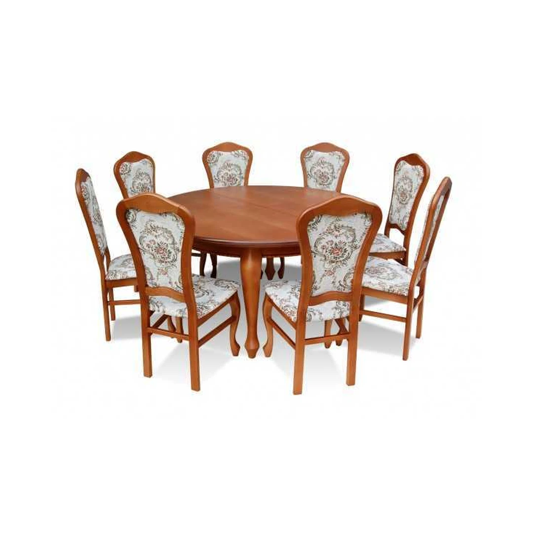 Prašmatnus valgomojo komplektas R55 su apvaliu prailginamu stalviršiu