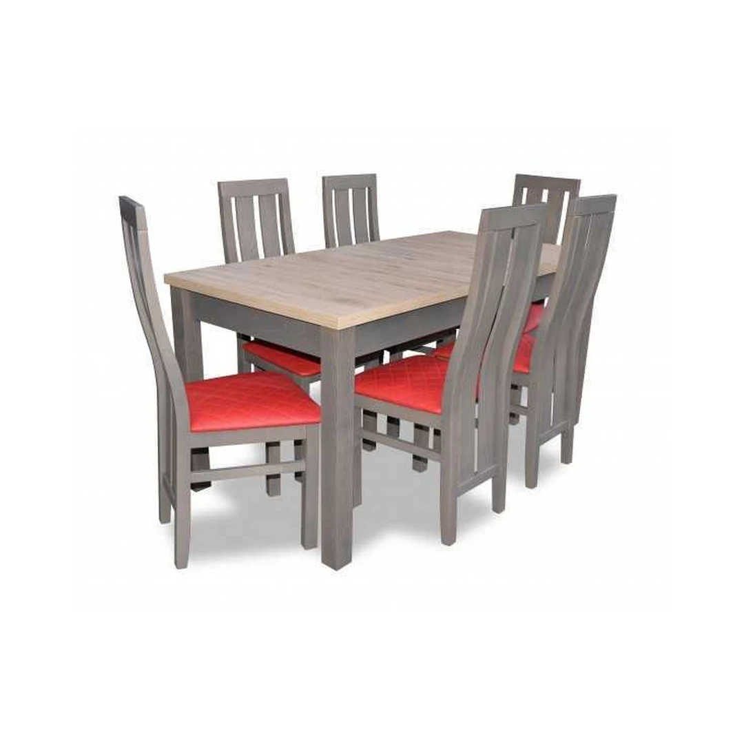 Prailginamas valgomojo komplektas R65 su natūralia mediena ir eko oda