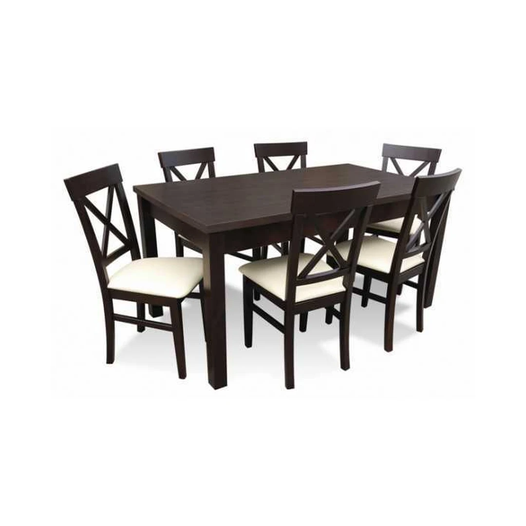 Modernus valgomojo komplektas R9 su prailginamu stalu ir natūralios medienos kėdėmis